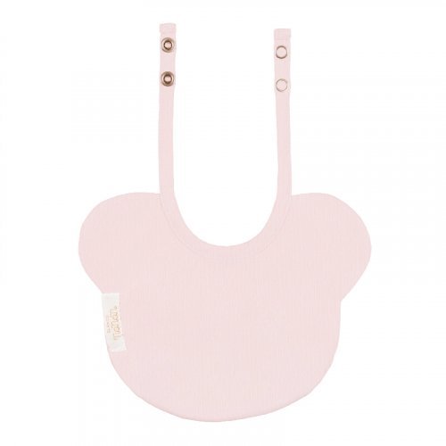 Pink bear shaped bib_10405