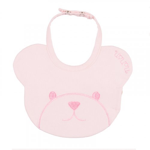 Pink bear shaped bib_10406