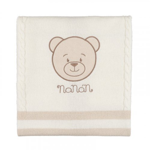 Beige blanket with teddy bear_10631