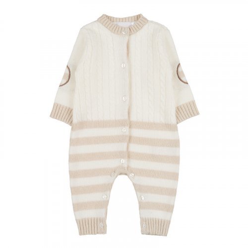 Beige open front babygro_9470