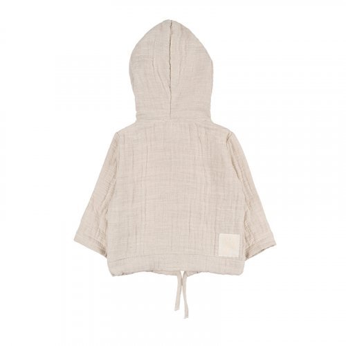 Beige Sweatshirt with Zip and Hood_4424