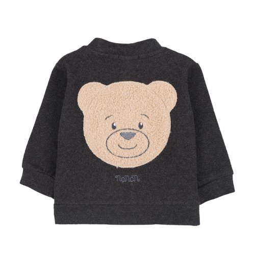 Black bomber jacket with teddy bear_9475