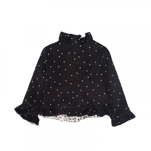 Black Jacket with Velvet Polka Dots_7163