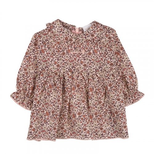 Blouse with floral collar