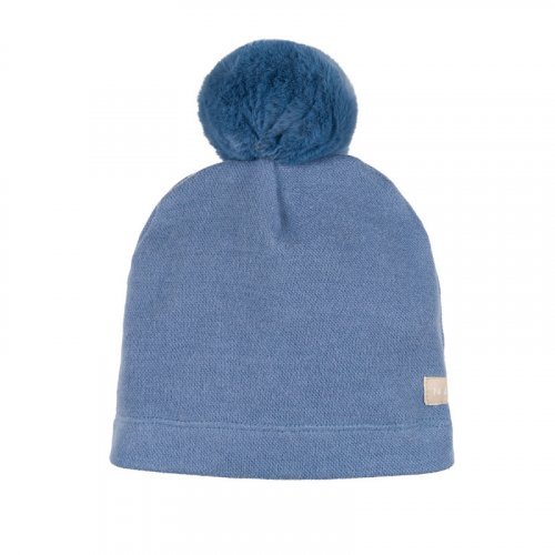 Blue hat with pompon