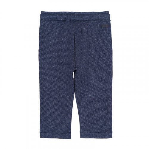 Blue Herringbone Trousers With Drawstring_6357