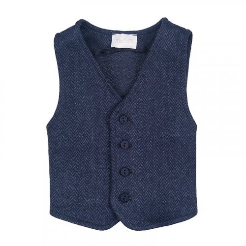 Blue Herringbone Vest