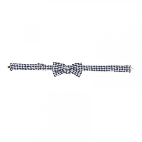 Blue houndstooth bow tie_9454