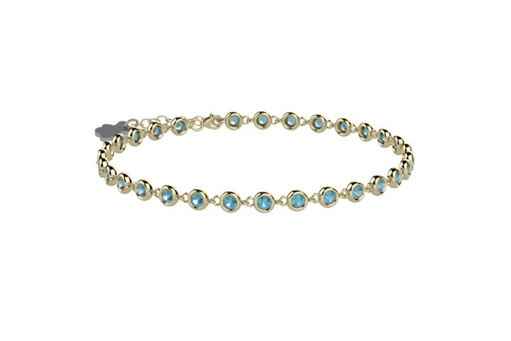 Bracciale Tennis in Argento 925 color oro con pietre azzurre - Mamma