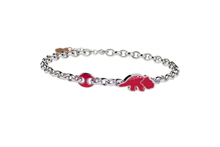 Bracelet with red dinosaur in 925 Sterling Silver_11125