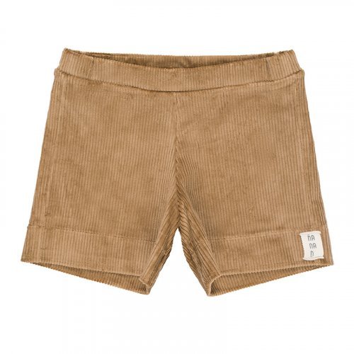 Brown Velvet Ribbed Shorts_1466