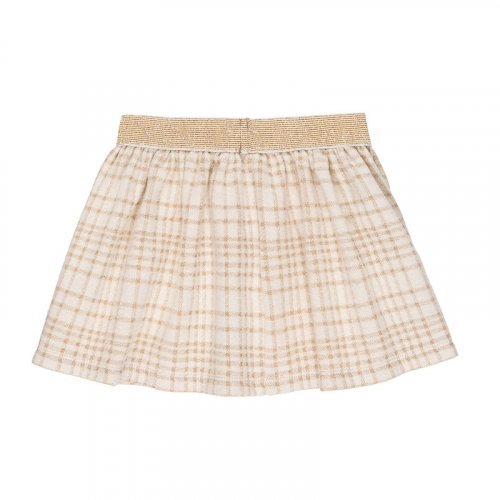 Cream Checked Skirt_6519