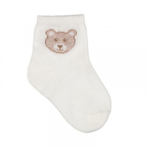 Cream socks with teddy bear_10605