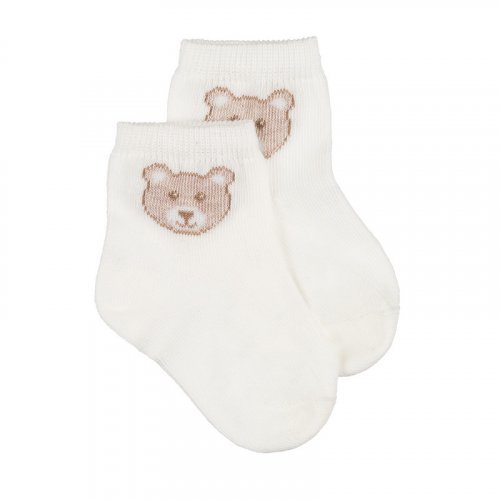 Cream socks with teddy bear