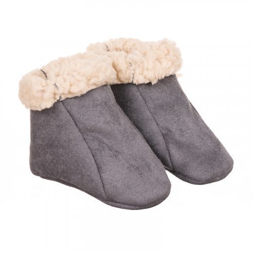 Gray faux sheepskin shoes