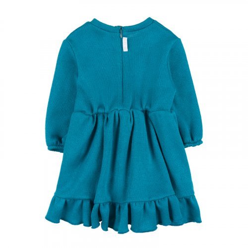 Green dress with ruffles and bow_10902