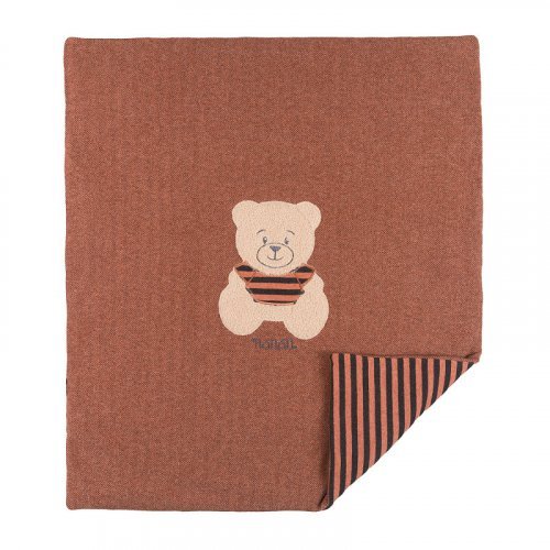 Herringbone blanket with brown teddy bear_9775