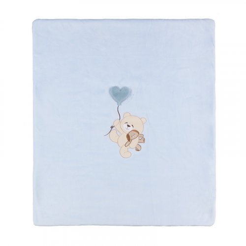 Light blue blanket with teddy bear_10441