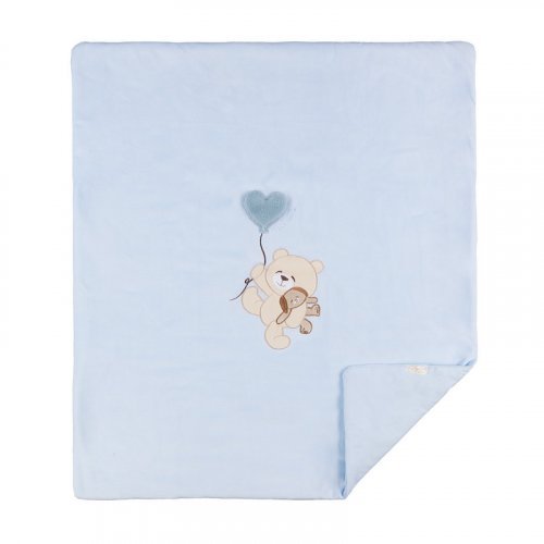 Light blue blanket with teddy bear_10569