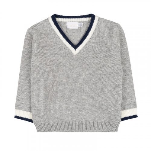 Maglione con scollo grigio_9764