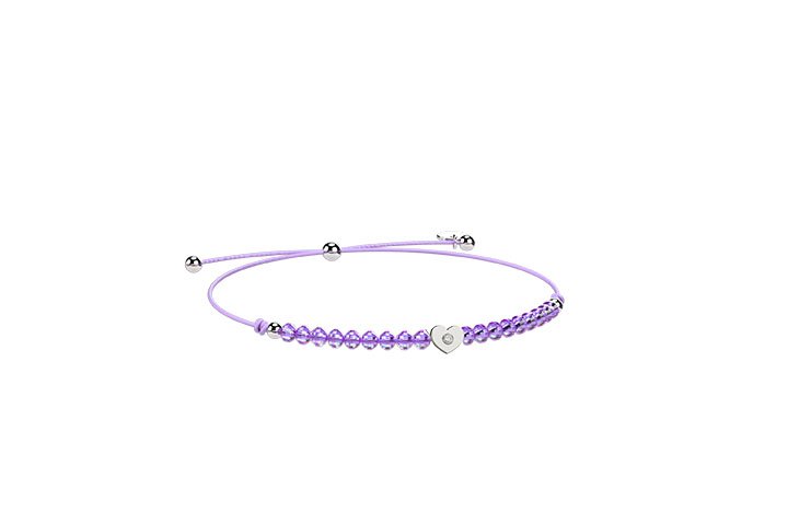 Bracelet Cordon avec cœur Lilas_9231