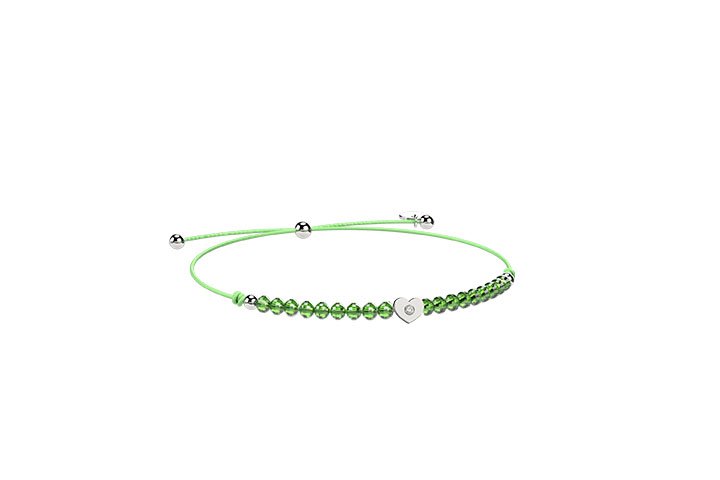 Bracelet Cordon avec cœur vert_9232