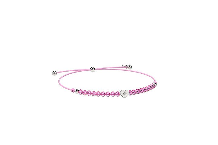 Bracelet en cordon avec cœur rose_9236