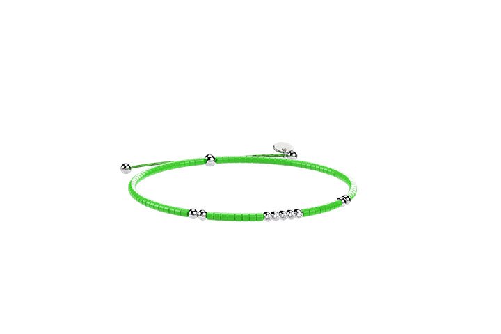 Bracelet en cordon et argent vert_9238