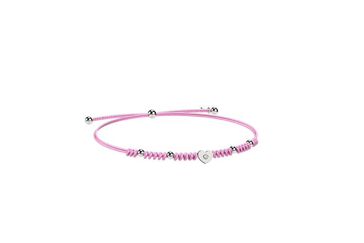 Bracelet Cordon et cœur Argent rose_9247