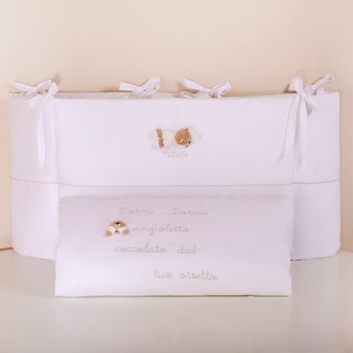 Ensemble Couette et Pare-chocs 4 pièces pour Lit Ovale Blanc_9444