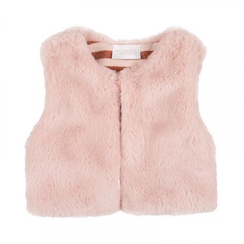 Gilet in ecopelliccia rigato rosa_9529