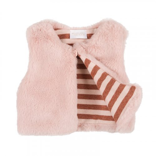 Gilet en fausse fourrure rayée rose_10779