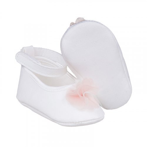 Ballerines blanches avec du tulle rose_10836