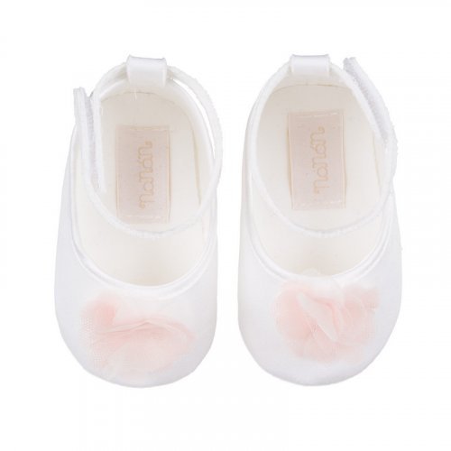 Ballerines blanches avec du tulle rose_10837