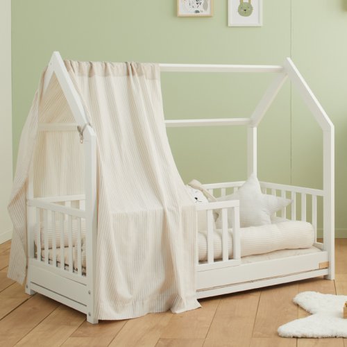 Cama Montessori blanca completa con accesorios