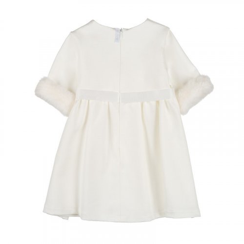 Robe blanche avec col et ourlet blanc_10834