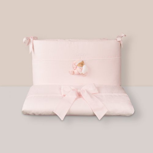 Ensemble couette et pare-chocs Puccio rose pour berceau à bascule_10493