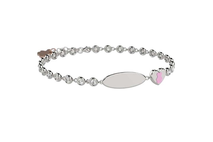 Bracelet Tennis en Argent 925 avec des pierres blanches et une plaque gravable