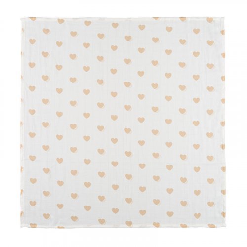 Ensemble de 3 mousselines all over avec des cœurs 80x80 cm beige_11188