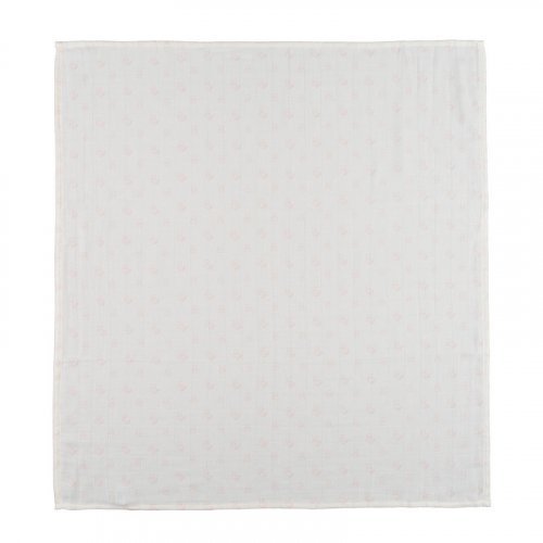 Musseline partout petits ours 80x80 rose