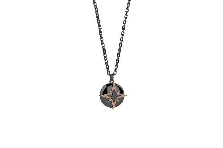 Pendente "Portami con Te" in Argento 926, Nero e Rose Gold_11045