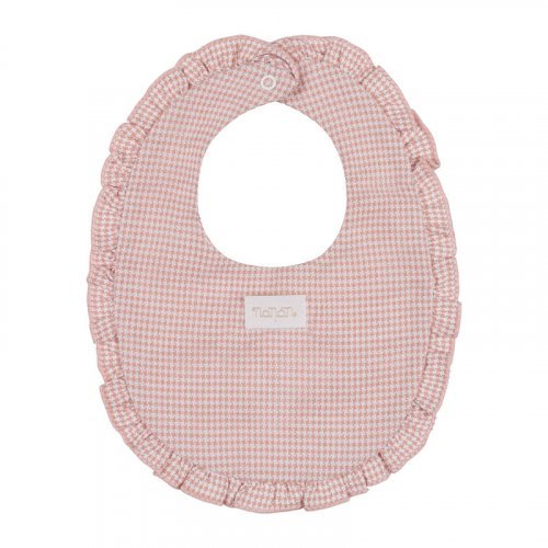 Pink houndstooth bib_10889