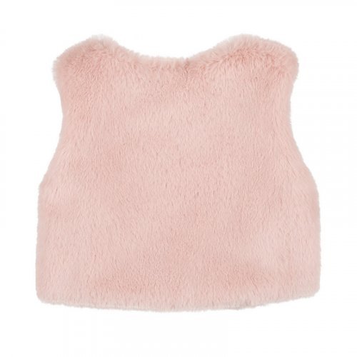 Pink striped faux fur vest_10780