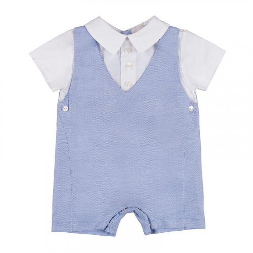 Romper with herringbone dungarees