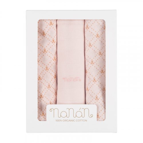 Set 3pcs all over lettering swaddle 80x80 cm pink