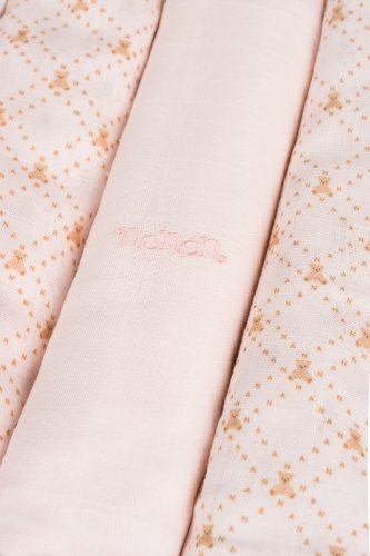 Set 3pcs all over lettering swaddle 80x80 cm pink_11192