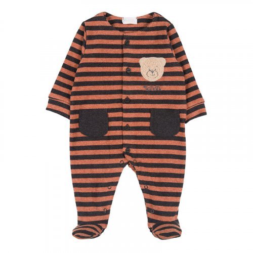 Striped babygro with bear "C'era una volta"_9463