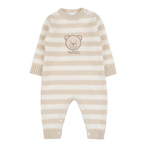 Striped babygro with teddy bear