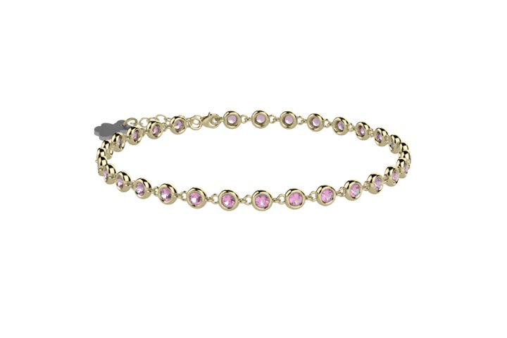 Tennis Bracelet in 925 Sterling Silver, gold-colored, with blue stones -