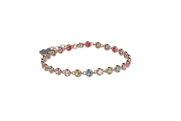 Tennis Bracelet in 925 Sterling Silver with colored stones